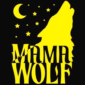 Yellow MAMA WOLF stars and moon 4.5Wx6H Premium permanent vinyl decal
